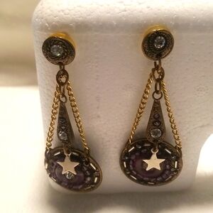 Dangle Earrings Cosmic Stars Purple